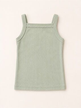 3/$30 - Kindly The Label / Ribbed Square-Neck Camisole  in Light Sage Green 12m